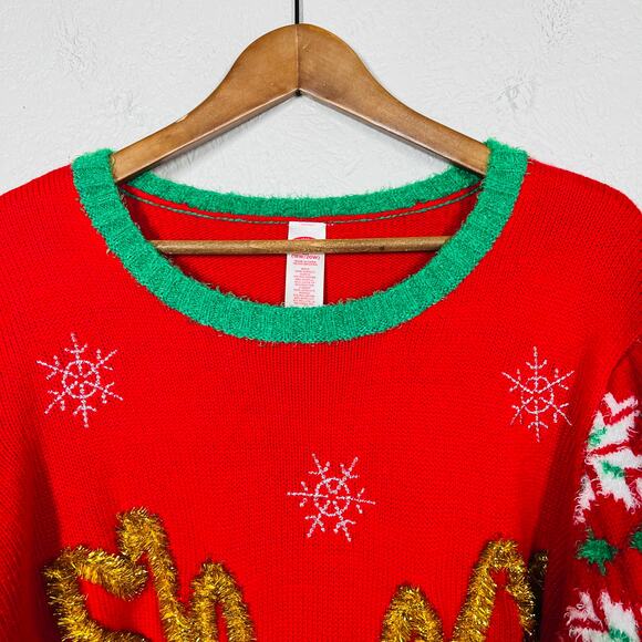 Holiday Time Christmas Sweater Rudolph Scoop Neck Red Party Ugly - 2X - Picture 4 of 5